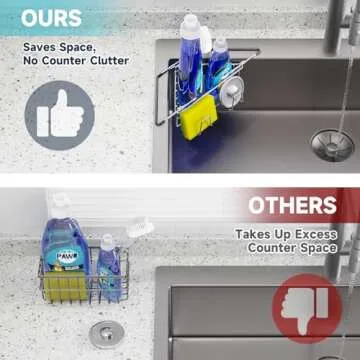 Stainless Steel Kitchen Sink Caddy, Adjustable & Space-Saving