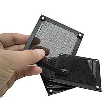 80mm Computer Fan Filter Grills with Screws, Aluminum Frame Ultra Fine Stainelss Steel Mesh - 4 Pack (Black)