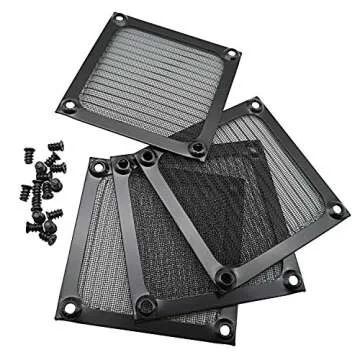 80mm Computer Fan Filter Grills with Screws, Aluminum Frame Ultra Fine Stainelss Steel Mesh - 4 Pack (Black)