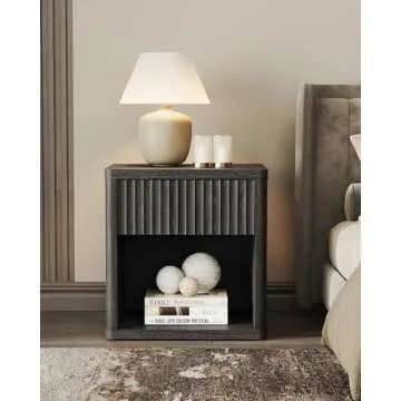 SICOTAS Night Stand Nightstand with Drawer Storage Fluted Bed Side Table End Table Large Modern 22.7" Wide Bedside Stand Mid Century Night Stands for Bedroom Living Room Sofa Couch Home Office