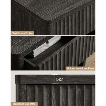 SICOTAS Night Stand Nightstand with Drawer Storage Fluted Bed Side Table End Table Large Modern 22.7" Wide Bedside Stand Mid Century Night Stands for Bedroom Living Room Sofa Couch Home Office