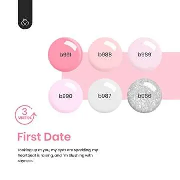 Beetles Gel Nail Polish Kit with UV Light, 6 Colors Pink White Nude Glitter Gel Nail Polish Set with Base Coat Glossy Matte Top Coat Gel Polish Soak Off UV Manicure Valentines Gift for Women