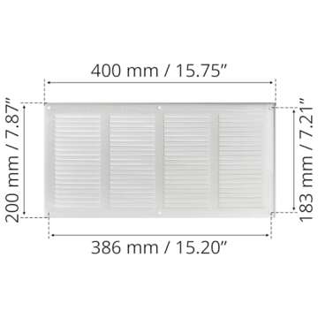 16" x 8" Inch Steel Return Air Grilles - Sidewall and Ceiling - Air Vent Cover - HVAC - with Insect Protection Screen (16" x 8", White)