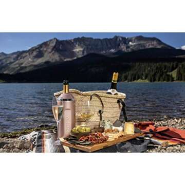 Vinglacé Wine Bottle Chiller- Portable Champagne Insulator- Stainless Steel Wine Cooler Sleeve, Rose Gold