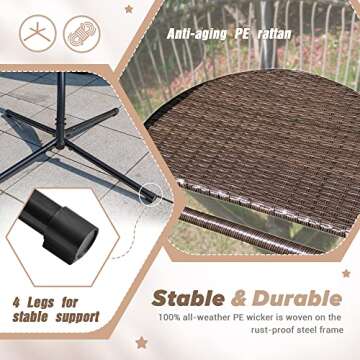 Devoko Egg Chair Indoor Outdoor Hanging Swing Chair with Stand Patio Hammock Wicker Rattan Chair Soft Cushion for Bedroom Garden Backyard (White)