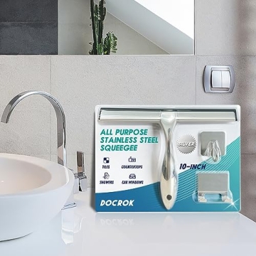 Docrok 10 Inch Stainless Steel Shower Squeegee for Easy Cleaning