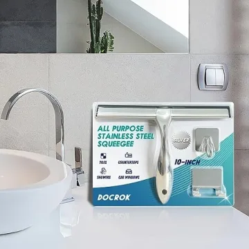 Docrok 10 Inch Stainless Steel Shower Squeegee for Easy Cleaning
