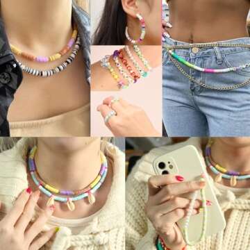 UHIBROS 6000 Pcs Clay Beads Bracelet Making Kit, Friendship Bracelet Polymer Heishi Beads with Jewelry Charms Crafts
