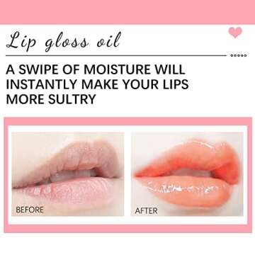 Plumping Lip Oil, Hydrating Lip Gloss Tinted Lip Balm Transparent Lip Care, Big Brush Head Glitter Shine, Long Lasting Nourishing Non-sticky Fresh Texture (001# Pink)