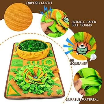 AWOOF Large Dog Snuffle Mat, Interactive Feeding Mat, 34.6 in x 19.6 in, Squeaker and Crinkle Paper, Non-Slip, Easy to Clean