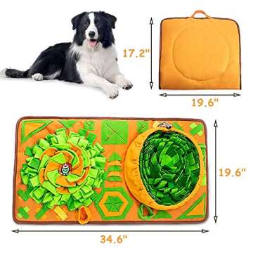 AWOOF Large Dog Snuffle Mat, Interactive Feeding Mat, 34.6 in x 19.6 in, Squeaker and Crinkle Paper, Non-Slip, Easy to Clean