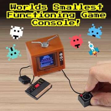 Tiny Arcade Atari 2600 3.5" Mini Retro Game - Playable Console & TV w/ Real Gameplay & Sound-10 Clas...