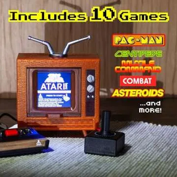 Tiny Arcade Atari 2600 3.5" Mini Retro Game - Playable Console & TV w/ Real Gameplay & Sound-10 Classic Video Games: Pac-Man, Breakout, &More(Ages 8+)