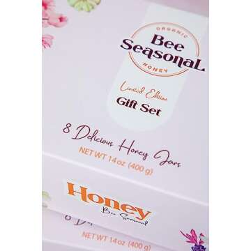 Bee Seasonal Organic & Raw Honey Gift Box - 8 Pack - 14oz.