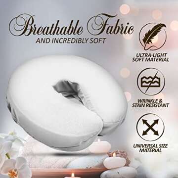 LONDON LINENS Soft & Heavy Microfiber Massage Tables Face Cradle Covers Cozies Fitted- 4 Pieces (4, White)