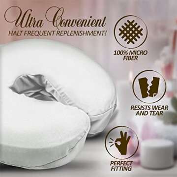 LONDON LINENS Soft & Heavy Microfiber Massage Tables Face Cradle Covers Cozies Fitted- 4 Pieces (4, White)