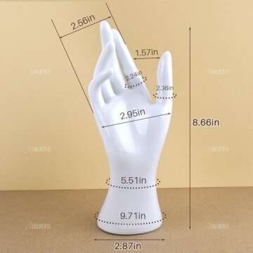AUEAR, Female Mannequin Hand Display for Jewelry Holder Bracelet Necklace Ring Stand (White, 8.66"x2...