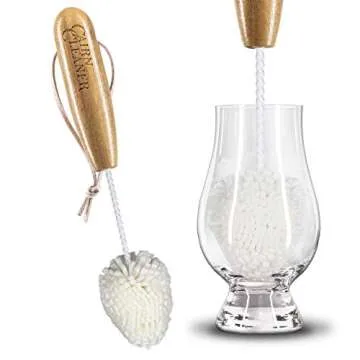 CairnCleaner Whiskey Tasting Glass Brush - Durable Bamboo Handle for Glencairn Glasses and More