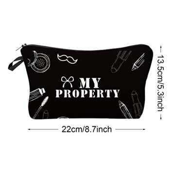 Boao 10 Pieces Letters Makeup Bags Bulk Cosmetic Pouch for Women Travel Zipper Organizer Toiletry Bag Printing Pencil Bag Christmas Supplies Gift(Black and White Style)