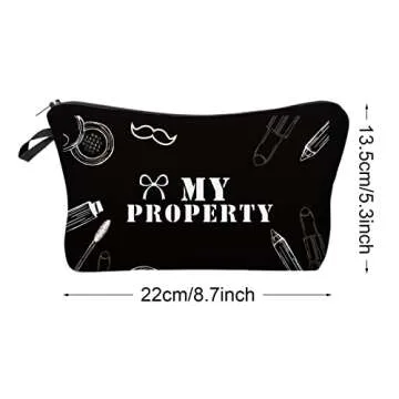 Boao 10 Pieces Letters Makeup Bags Bulk Cosmetic Pouch for Women Travel Zipper Organizer Toiletry Bag Printing Pencil Bag Christmas Supplies Gift(Black and White Style)