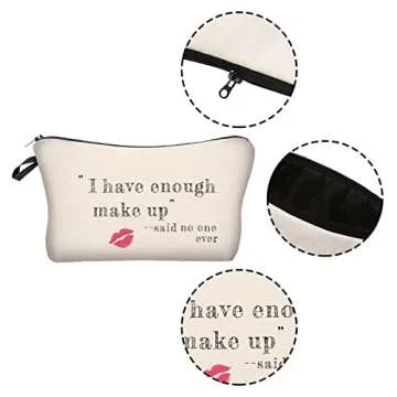 Boao 10 Pieces Letters Makeup Bags Bulk Cosmetic Pouch for Women Travel Zipper Organizer Toiletry Bag Printing Pencil Bag Christmas Supplies Gift(Black and White Style)