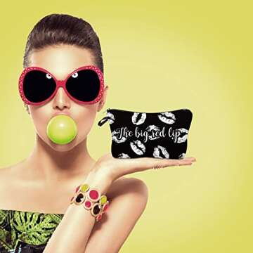 Boao 10 Pieces Letters Makeup Bags Bulk Cosmetic Pouch for Women Travel Zipper Organizer Toiletry Bag Printing Pencil Bag Christmas Supplies Gift(Black and White Style)