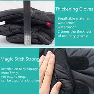 Warm Muff Stroller Gloves - INTIPAL Winter Anti-Freeze Extra Thick Waterproof Fabric Stroller Hand Muff - Black