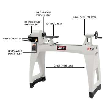 JET 14" x 40" Woodworking Lathe for All Skill Levels