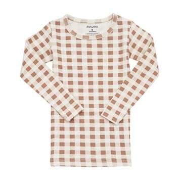 AVAUMA Baby Boys Girls Pajama Set 6M-7T Kids Toddler Snug fit Pattern Design Pjs Cotton Sleepwear (Check_Long Camel S)