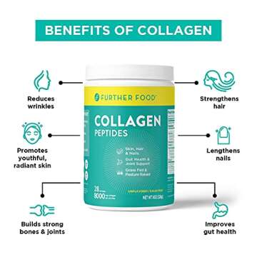 Further Food Premium Unflavored Collagen Peptides Powder Supplement | Premium Grass-Fed, Keto Protein | Hydrolyzed Collagen Powder for Maximum Absorption - for Men and Women(7.9 oz)