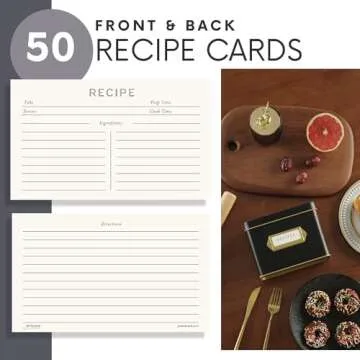 Jot & Mark Recipe Card Gift Box, 25 4x6 inch Cards, 14 Dividers, Decorative Tin Box