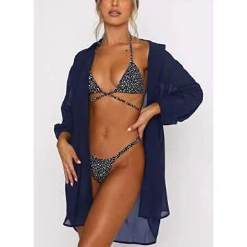 Stylish Women's Swimsuit Beach Cover Up in Navy Blue