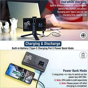 Weeylite RB9 RGB Camera Video Light, App Control 12W LED On Camera Light with Tripod, 2500-8500K 360° Full Color CRI 95+ RGB Video Light Panel for Portable Photography Lighting Video Recording TikTok