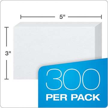 Oxford 3 X 5 Inches Blank Ruled Index Card, 300 Count, White (10013) (Material - Paper)