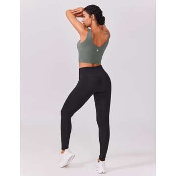 PINSPARK V Neck Sports Bra Longline Tank Tops with Built in Bras Padded Yoga Top Soft Workout Bras for Women with Light Support Small,Sage Grey