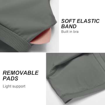 PINSPARK V Neck Sports Bra Longline Tank Tops with Built in Bras Padded Yoga Top Soft Workout Bras for Women with Light Support Small,Sage Grey