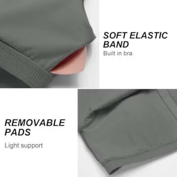 PINSPARK V Neck Sports Bra Longline Tank Tops with Built in Bras Padded Yoga Top Soft Workout Bras for Women with Light Support Small,Sage Grey