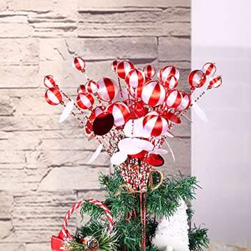 17” Red White Set 6pc Christmas Tree Decorations