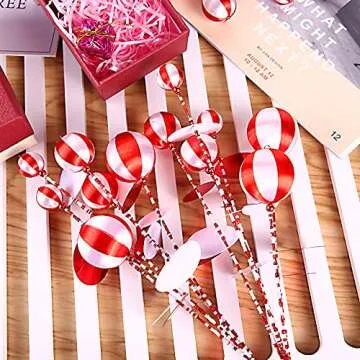 17” Red White Set 6pc Christmas Tree Decorations