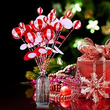 17” Red White Set 6pc Christmas Tree Decorations