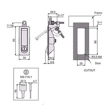 X-Haibei Compression Latch Lock OEM Replacement Flush Lever Latches Zinc Alloy Adjustable Lever Black for Bus RV Boat Yacht