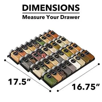 SpaceAid Spice Drawer Organizer with 36 Spice Jars, 386 Spice Labels, 4 Tier Seasoning Rack Tray Insert for Kitchen Drawers, 16.75" Wide x 17.5" Deep