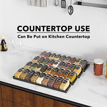 SpaceAid Spice Drawer Organizer with 36 Spice Jars, 386 Spice Labels, 4 Tier Seasoning Rack Tray Insert for Kitchen Drawers, 16.75" Wide x 17.5" Deep