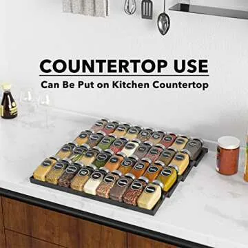 SpaceAid Spice Drawer Organizer with 36 Spice Jars, 386 Spice Labels, 4 Tier Seasoning Rack Tray Insert for Kitchen Drawers, 16.75" Wide x 17.5" Deep