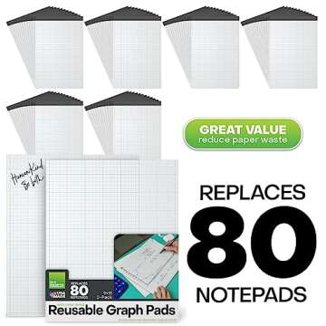 M.C. Squares Reusable Letter Graph Pads | 9x11 2-Pack | Graph Paper Grid Dry Erase Notebook Front, White Board Back for Office, Home, School | Included Wet-Erase Tackie Marker | USA Made
