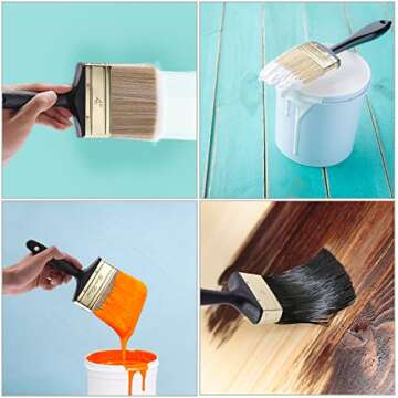 Bates- Deck Stain Brush, 4 Inch, Soft Tip Paint Brushes for Walls, Trim Paint Brushes, Stain Brush, Paint Brushes for Painting Walls, Oil Paint Brush