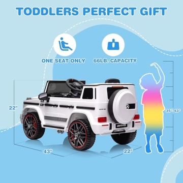TEOAYEAH 12V Kids Ride On Car with Remote Control and Music