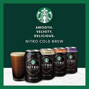 Starbucks Nitro Cold Brew Coffee, Dark Cocoa Sweet Cream, 9.6 fl oz Cans, Iced Coffee, Cold Brew Coffee, Coffee Drink (Pack of 8)