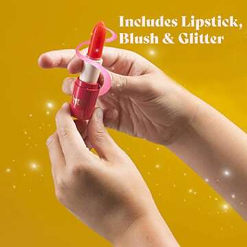 Pretend Makeup for Girls - 8 Piece Set - Play Accessories Kit - PU Leather Cosmetic Case - Toddler Makeup Purse for Kids - Princess Toy - Girl Toys for 3 4 5 6 7 8 Year Old - Gifts for Girls 3-5