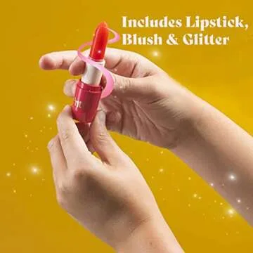 Pretend Makeup for Girls - 8 Piece Set - Play Accessories Kit - PU Leather Cosmetic Case - Toddler Makeup Purse for Kids - Princess Toy - Girl Toys for 3 4 5 6 7 8 Year Old - Gifts for Girls 3-5